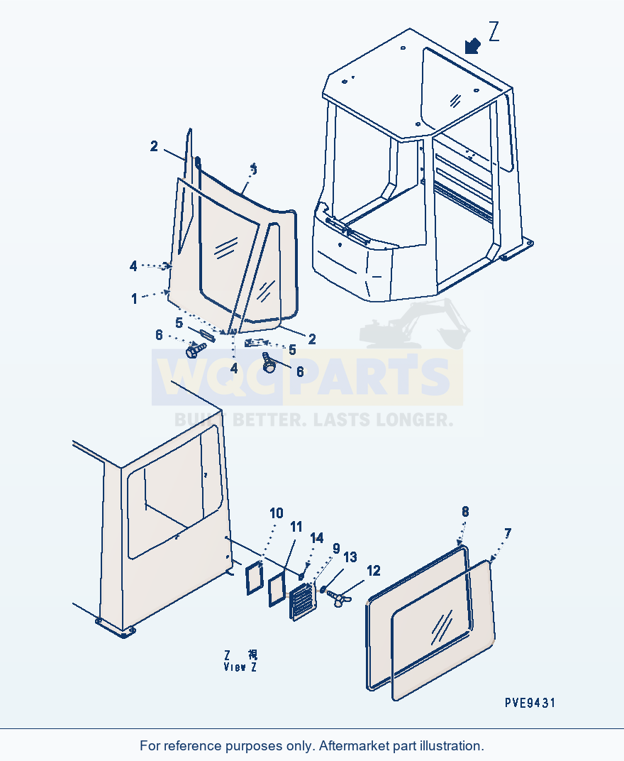 Komatsu WA320-3 Operator'S Cab (Window)(#54001-) parts diagram