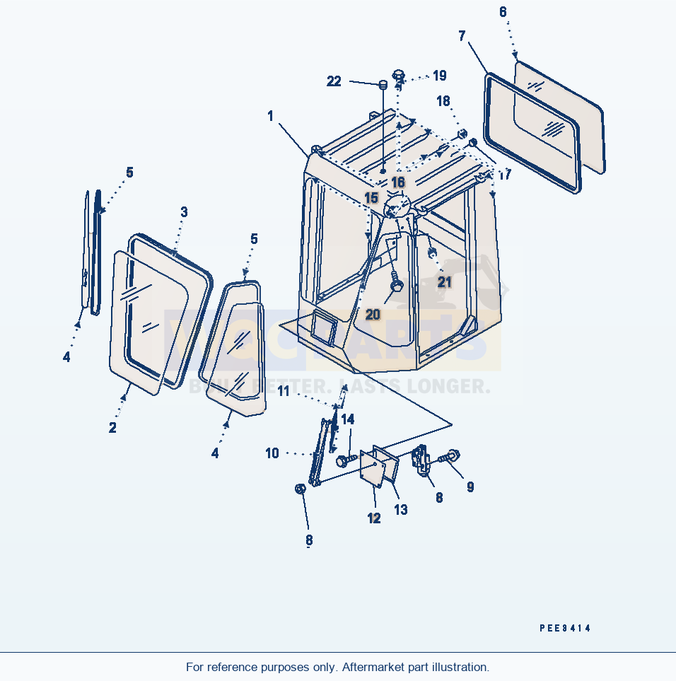Komatsu WA320-3 Operator'S Cab (Window And Front Wiper) parts diagram