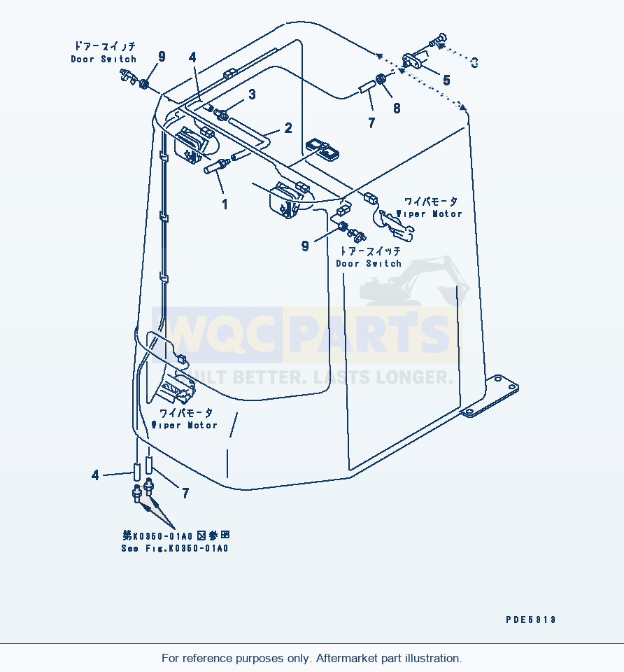 Komatsu WA320-3 Operator'S Cab (Window Washer) parts diagram