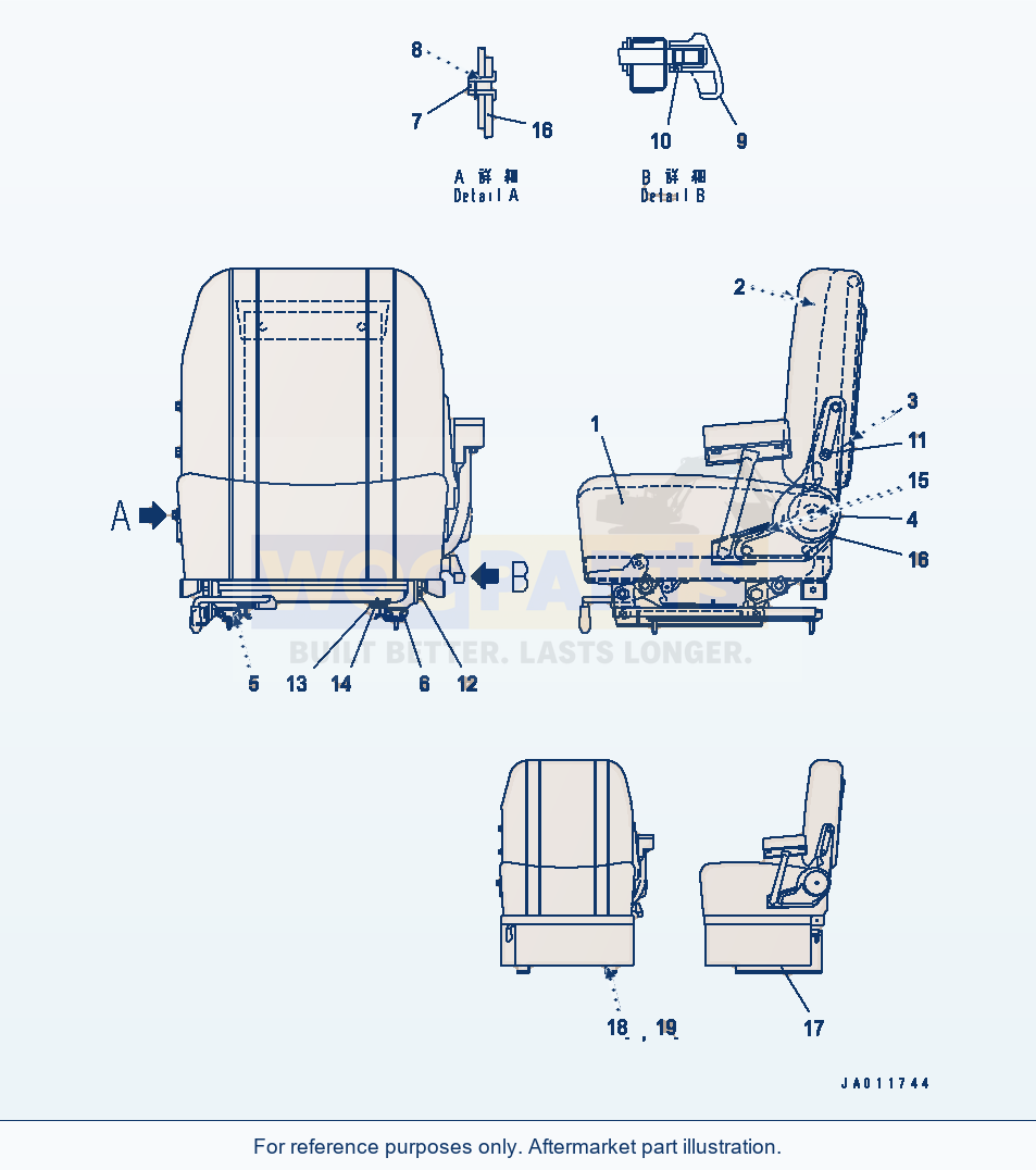 Komatsu WA320-3 Operator'S Seat (Inner Parts)(#50292-) parts diagram
