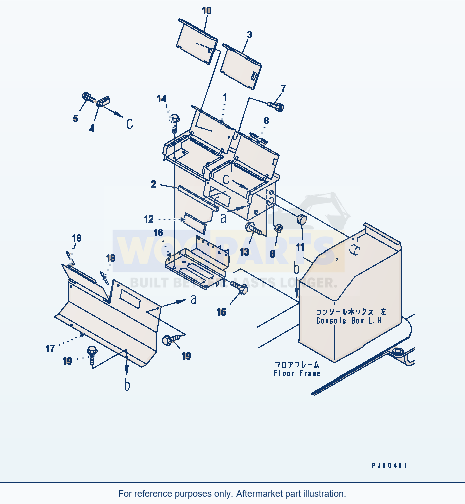 Komatsu WA320-3 Rear Console Box(#54147-) parts diagram