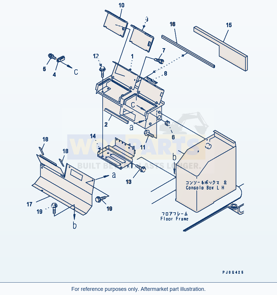 Komatsu WA320-3 Rear Console Box (With Cab)(#54147-) parts diagram
