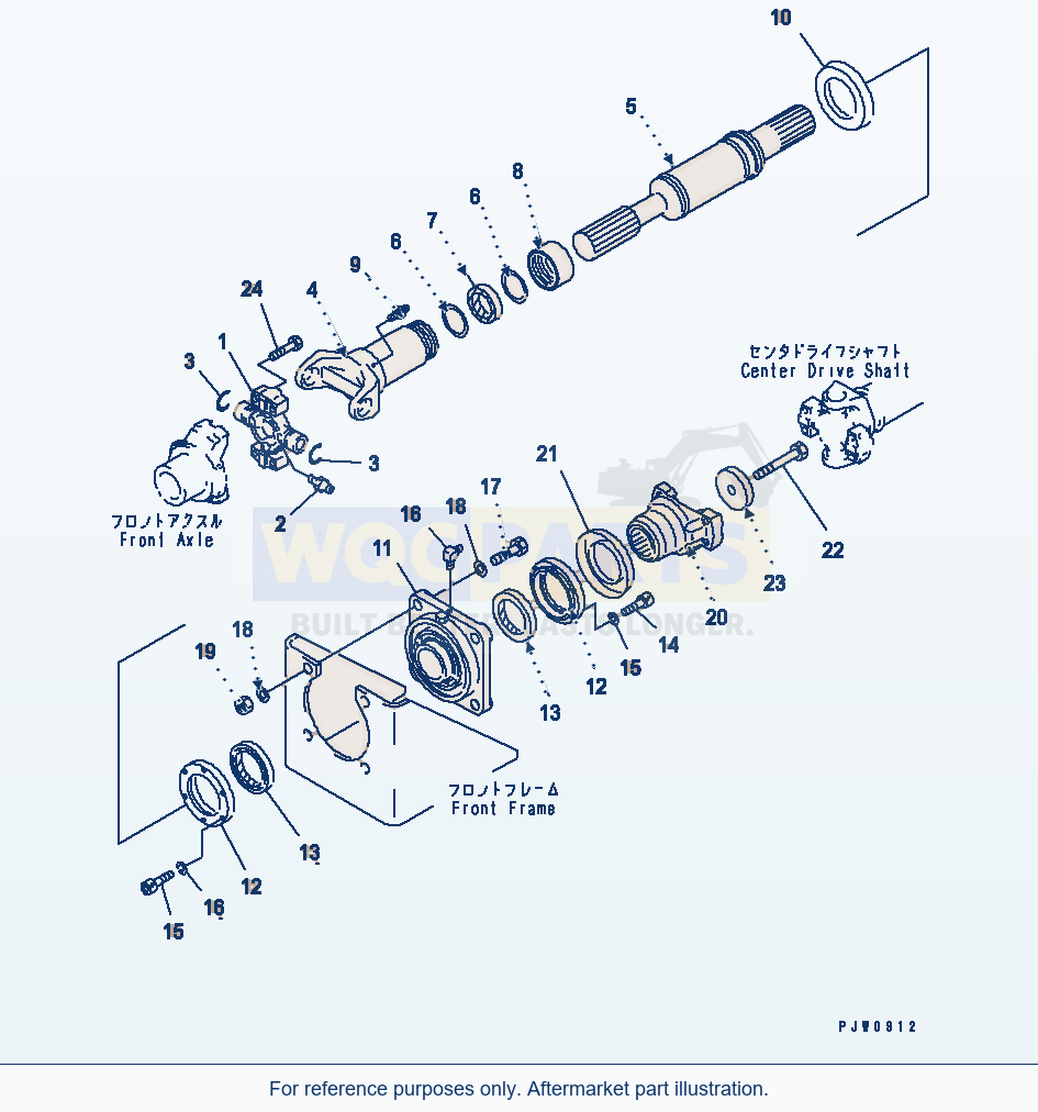 Komatsu WA320-3 Drive Shaft (Front) (With Auto Grease) parts diagram