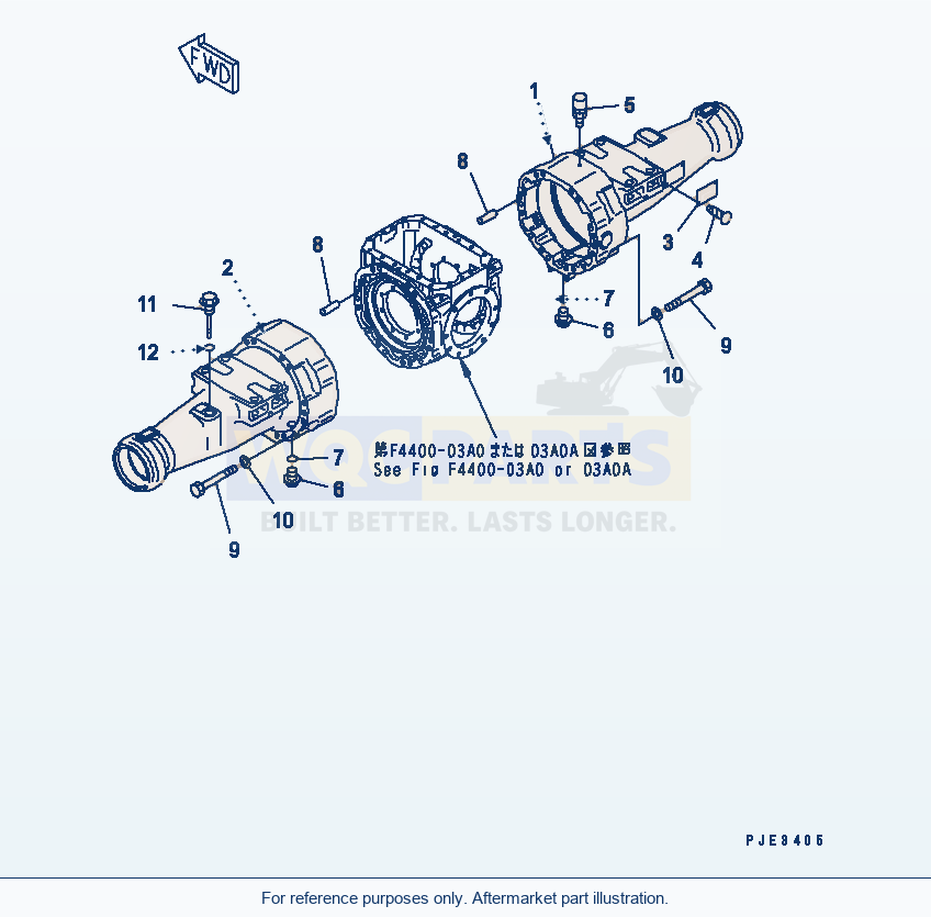 Komatsu WA320-3 Front Axle (Axle Housing) Serial 53001-UP parts diagram