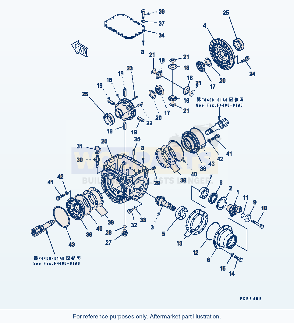 Komatsu WA320-3 Front Axle (Differential)(#53001-54130) parts diagram