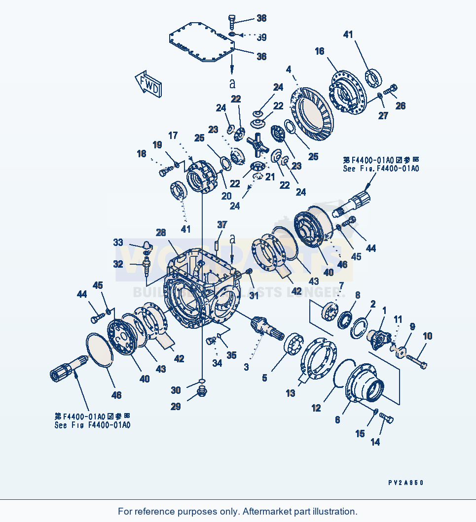 Komatsu WA320-3 Front Axle (Differential)(#54131-) parts diagram