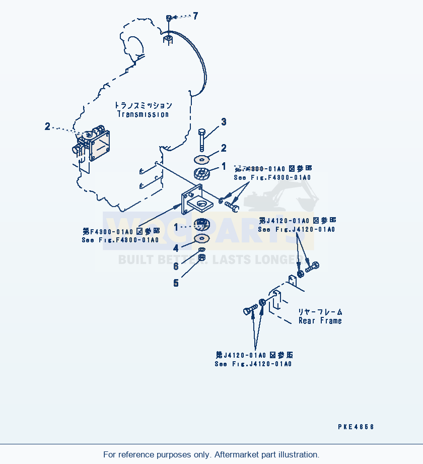 Komatsu WA320-3 Torque Converter And Transmission Mounting parts diagram