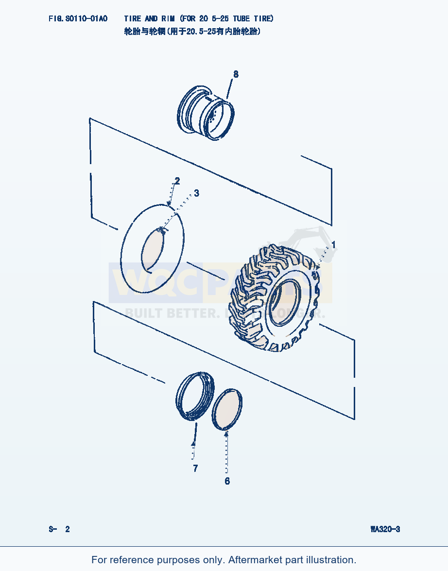 Komatsu WA320-3 Tire And Rim(For 20.5-25 Tube Tire) (|000251) parts diagram