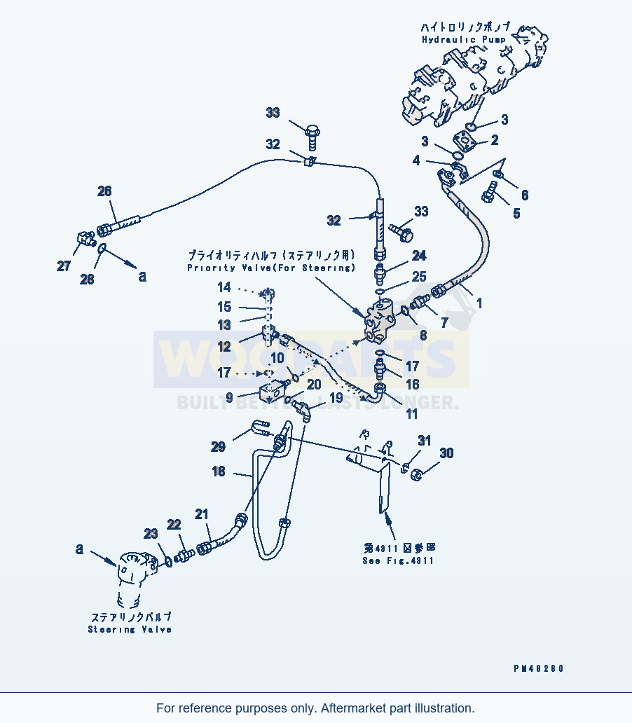 Komatsu WA320-3 Hydraulic Piping (Steering Pump Line)(#50001-) parts diagram