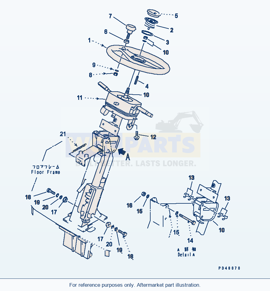 Komatsu WA320-3 Steering Wheel And Column(#50001-) parts diagram