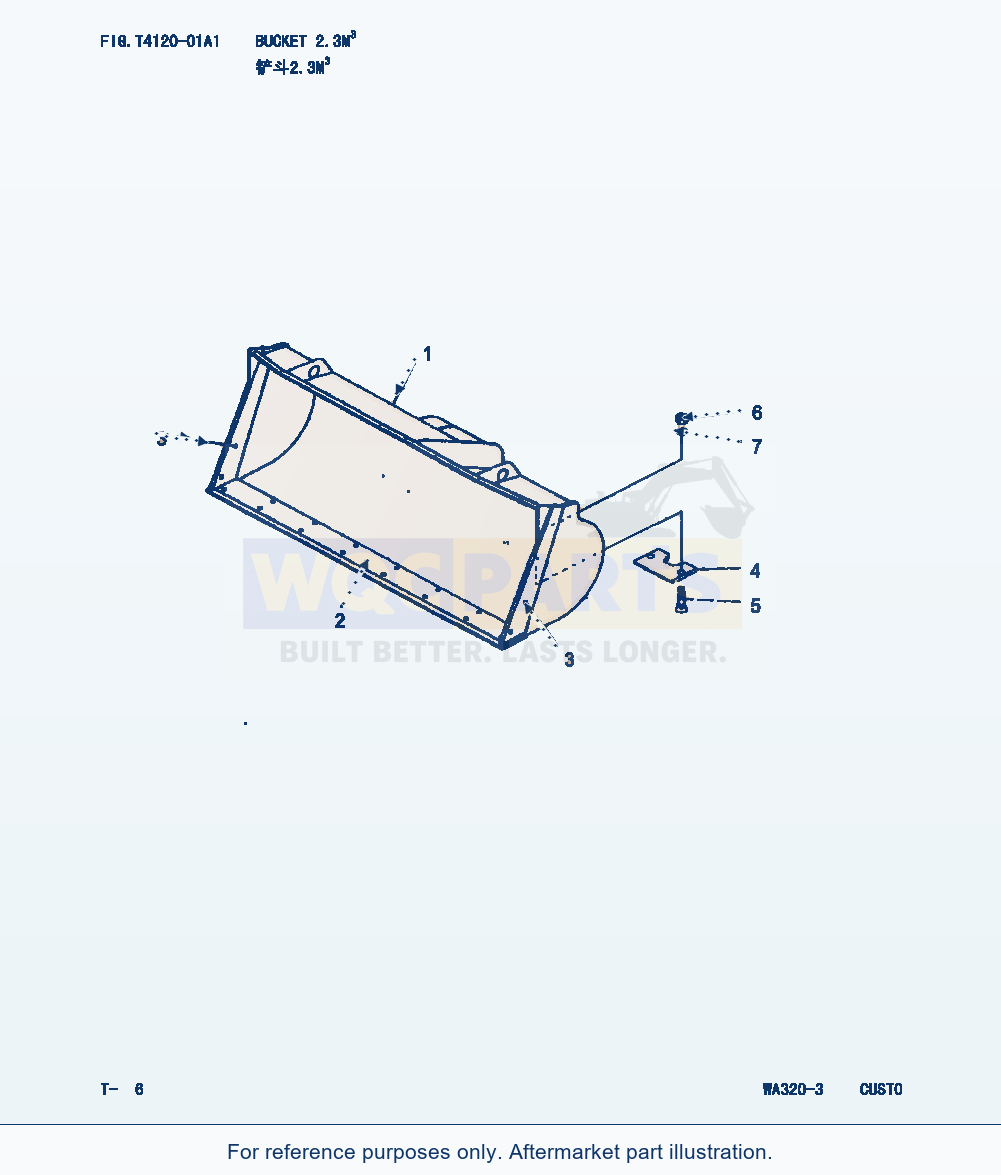 Komatsu WA320-3 Bucket 2.3m³ (|000255) parts diagram
