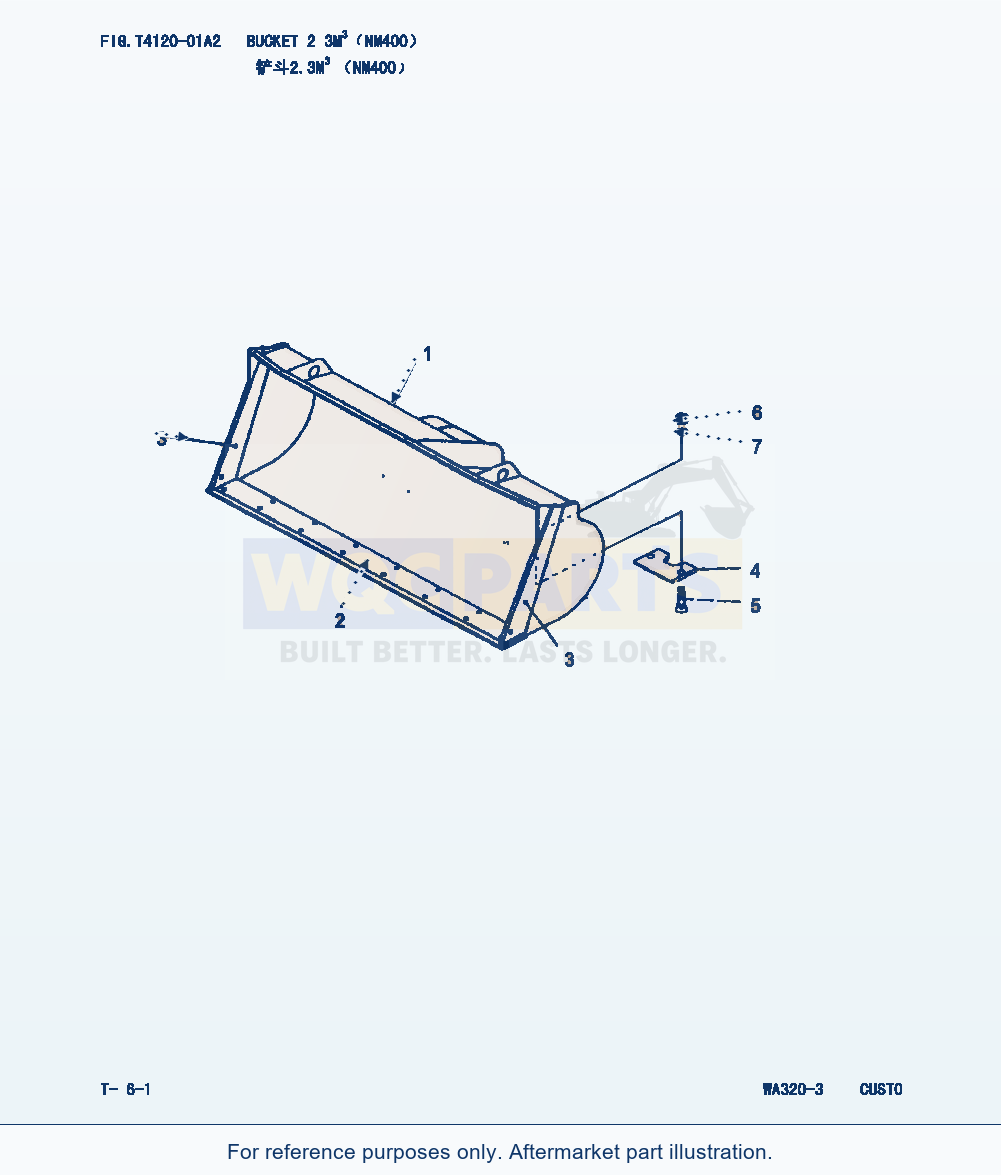 Komatsu WA320-3 Bucket 2.3m³(Nm400) (|000256) parts diagram