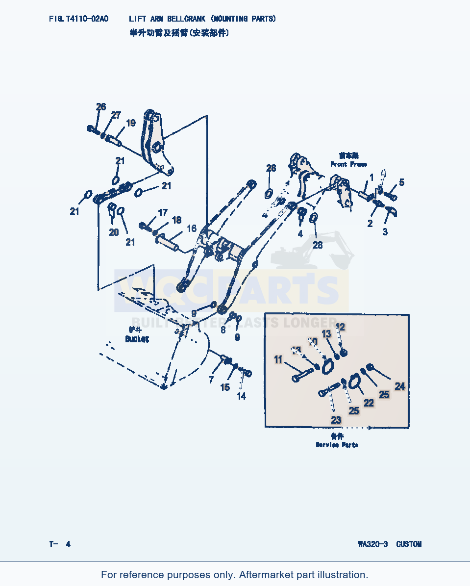 Komatsu WA320-3 Lift Arm Bellcrank(Mounting Parts) (|000254) parts diagram