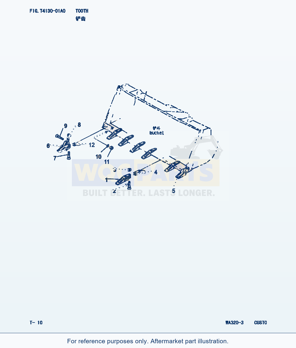 Komatsu WA320-3 Tooth (|000259) parts diagram