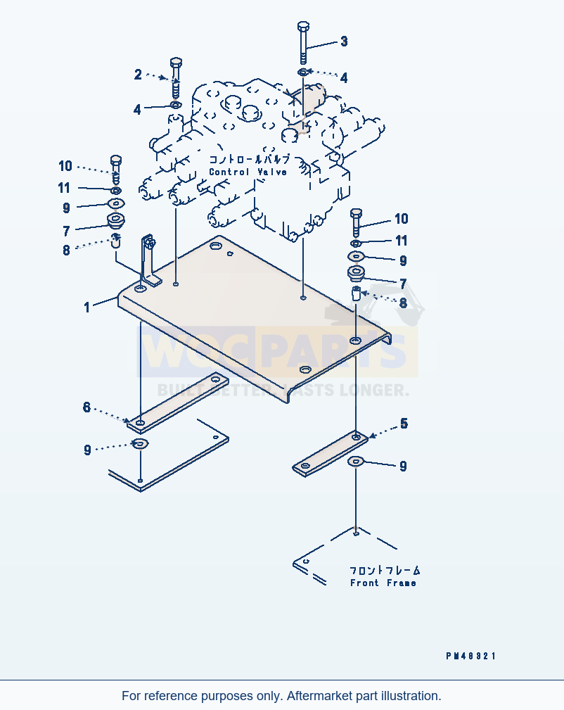 Komatsu WA320-3 3-Spool Control Valve Mounting Parts(#50001-) parts diagram