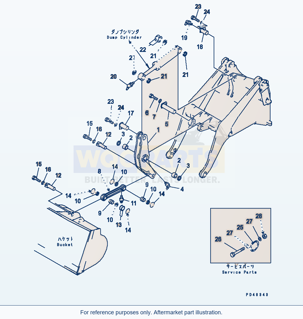Komatsu WA320-3 Bellcrank(#50001-) parts diagram