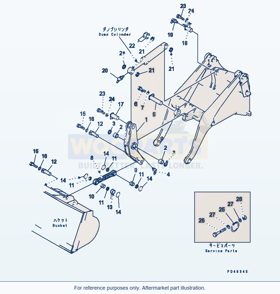 Komatsu WA320-3 Bellcrank (With Auto Grease System)(#50001-) parts diagram