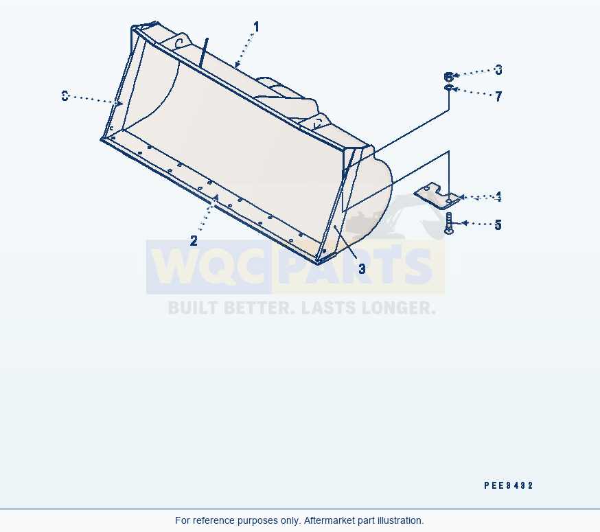 Komatsu WA320-3 Bucket, 2.5m³ (With Bolt On Cutting Edge 2.7m³) parts diagram