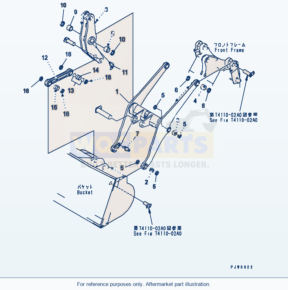 Komatsu WA320-3 Lift Arm And Bellcrank (With Auto Grease) parts diagram