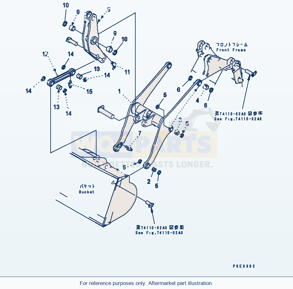 Komatsu WA320-3 Lift Arm Bellcrank parts diagram