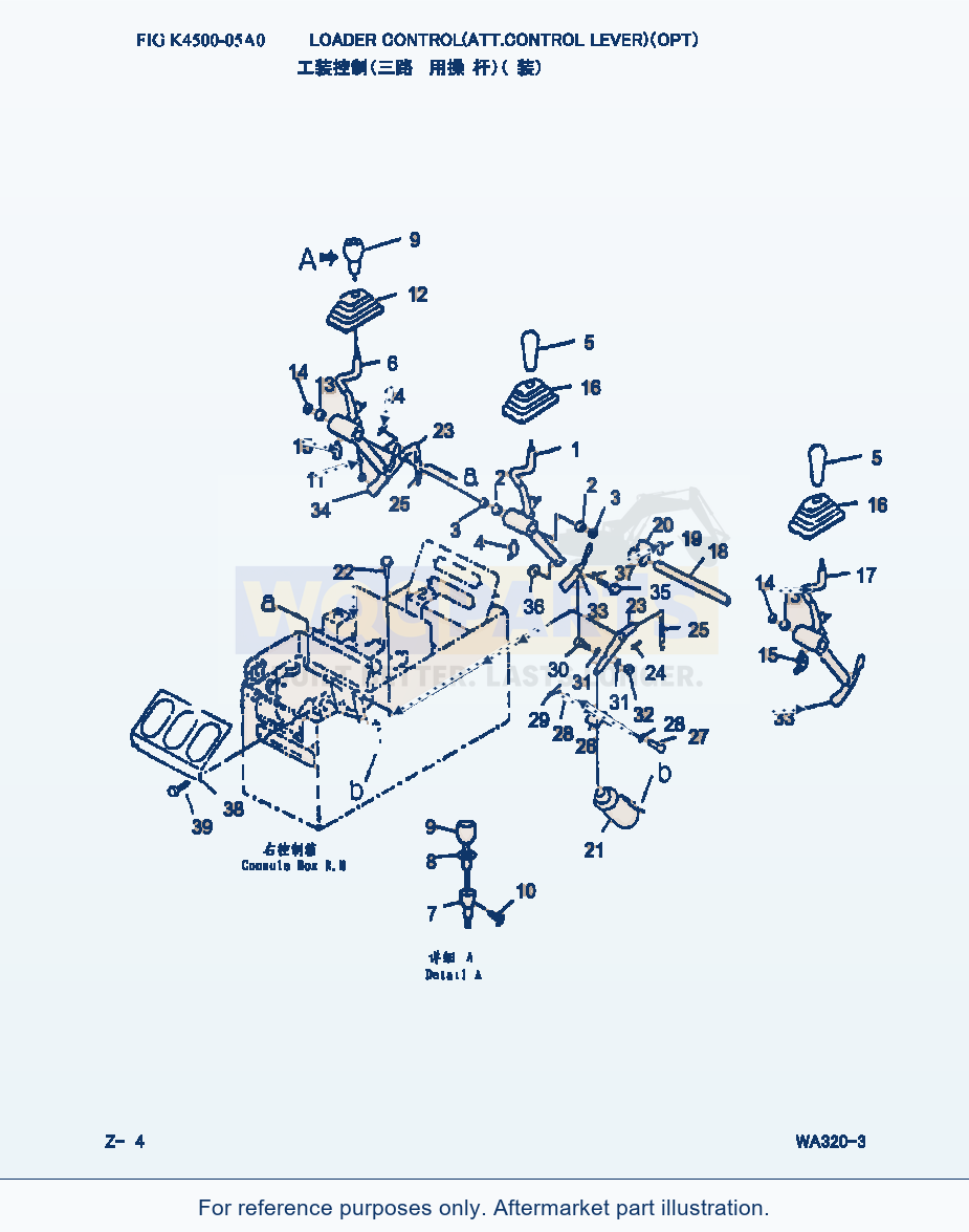 Komatsu WA320-3 Loader Control(Att.Control Lever) (|000281) parts diagram