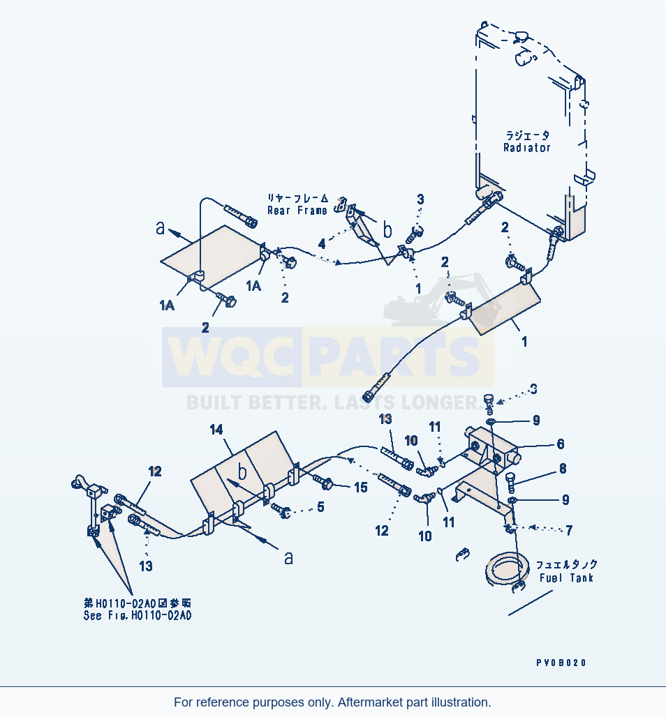 Komatsu WA320-3CS Oil Cooler Piping parts diagram