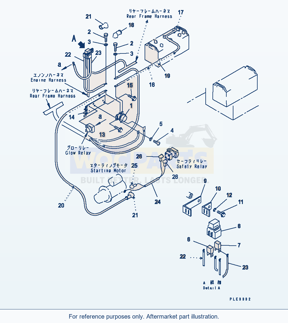 Komatsu WA320-3CS Rear Harness (Battery Line) parts diagram