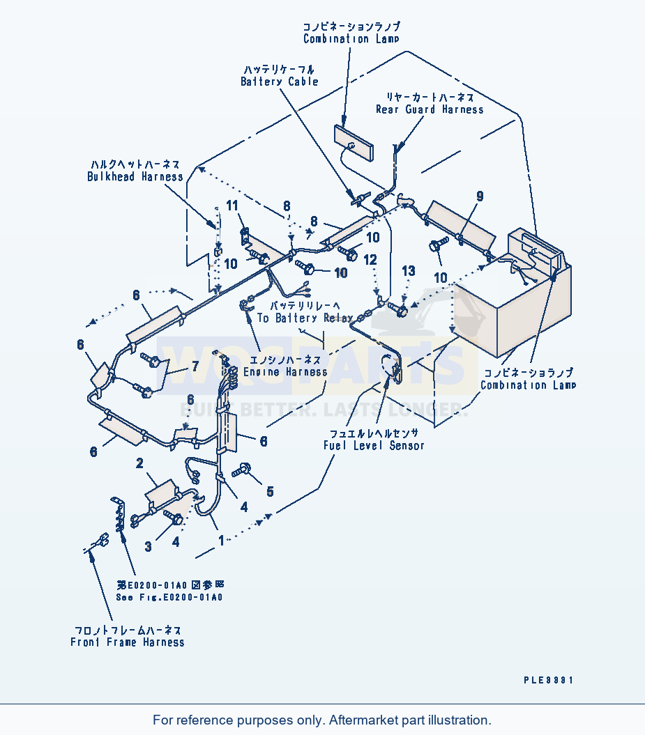 Komatsu WA320-3CS Rear Harness (Rear Frame Harness) parts diagram