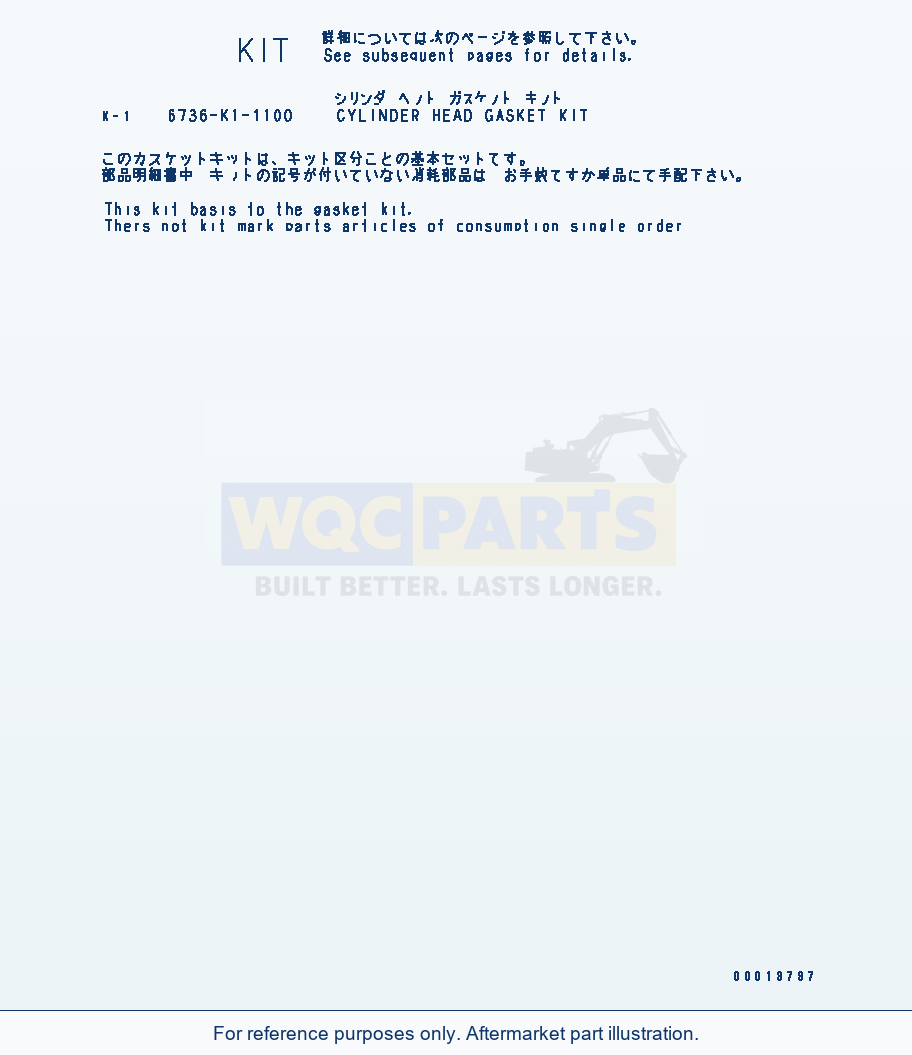 Komatsu WA320-3CS Cylinder Head Gasket Kit(#26213414-) parts diagram