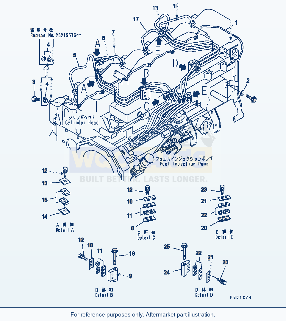 Komatsu WA320-3CS Injection Piping(#26200467-26249263) parts diagram