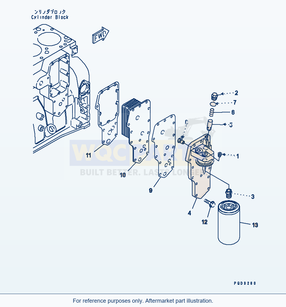 Komatsu WA320-3CS Oil Cooler And Oil Filter(#26200467-) parts diagram