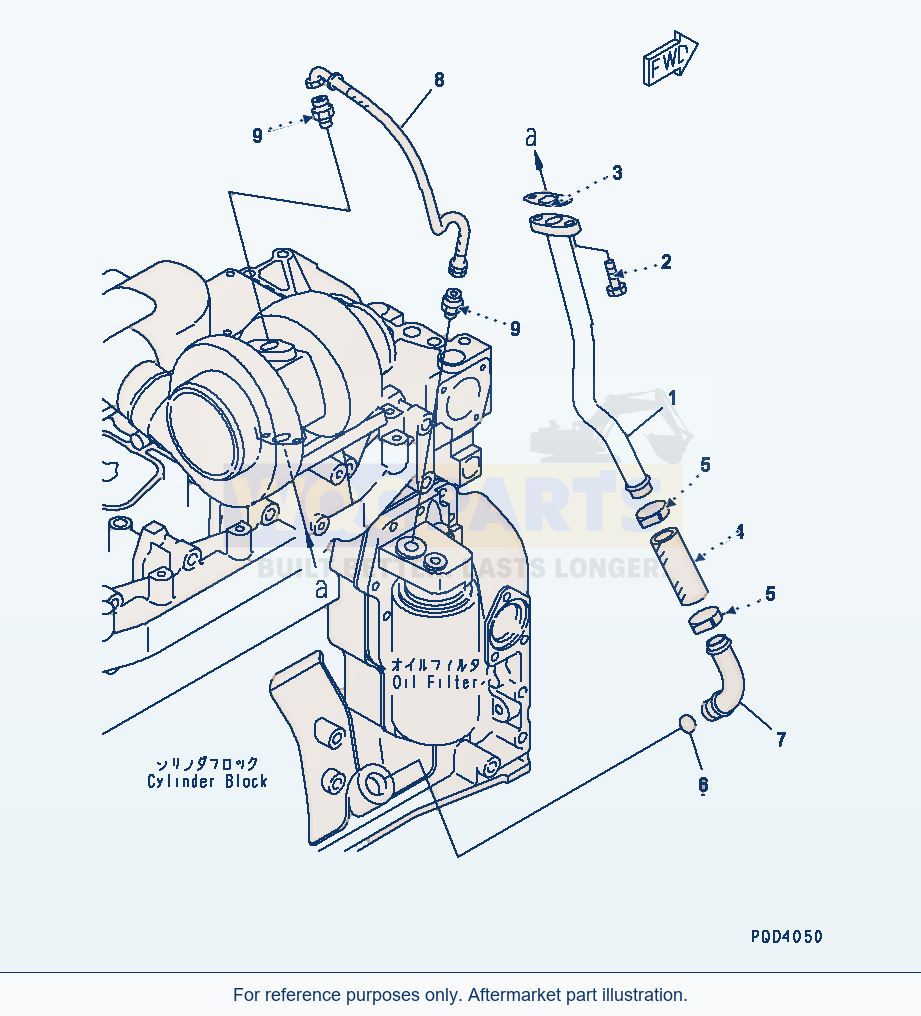 Komatsu WA320-3CS Turbocharger Oil Piping(#26238406-) parts diagram