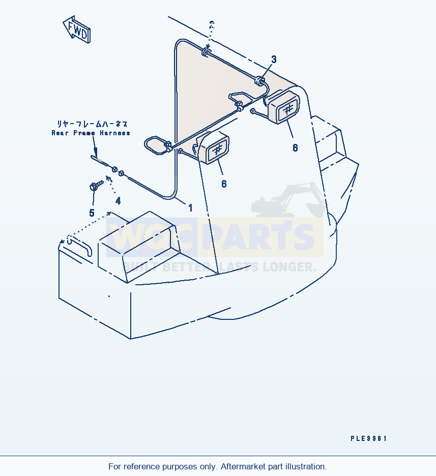 Komatsu WA320-3CS Hood (Rear Guard Harness And Rear Work Lamp) parts diagram