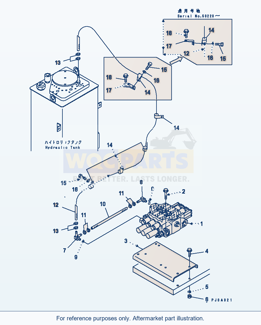 Komatsu WA320-3CS Hydraulic Main Valve (Front Attachment) parts diagram