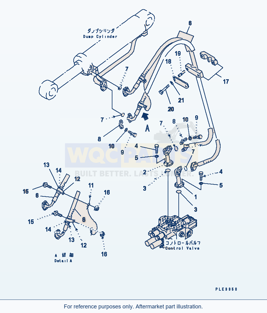 Komatsu WA320-3CS Hydraulic Piping (Dump Cylinder Line) parts diagram