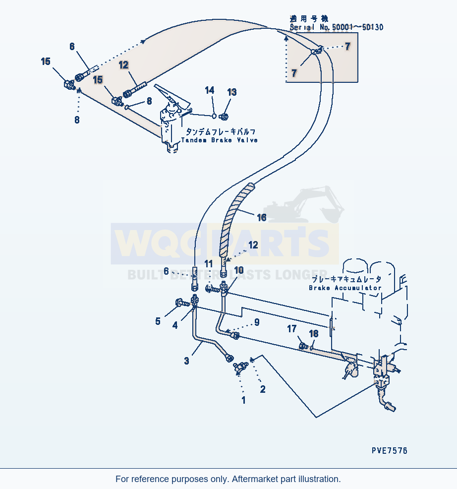 Komatsu WA320-3CS Brake Control (Accumulator To Brake Valve) parts diagram