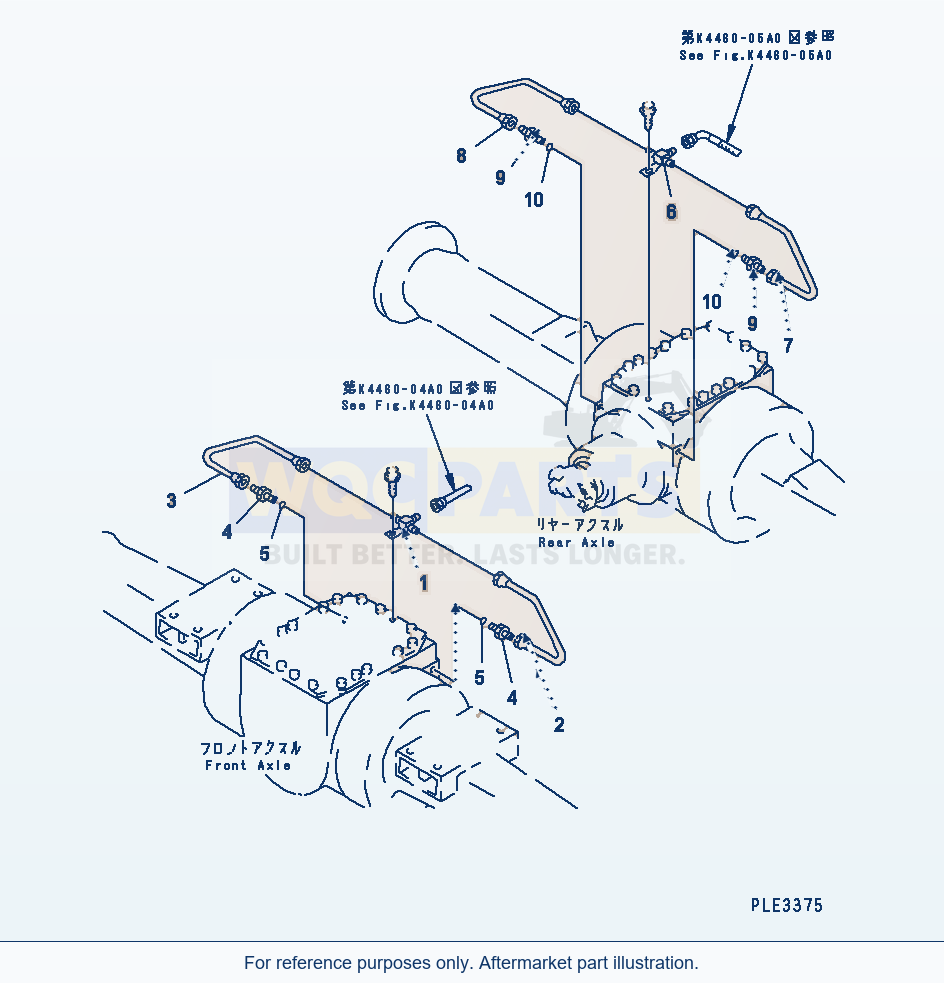 Komatsu WA320-3CS Brake Oil Piping (Axle Line) parts diagram