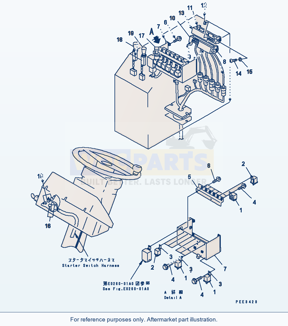 Komatsu WA320-3CS Floor Harness (R.H. Console Box) parts diagram