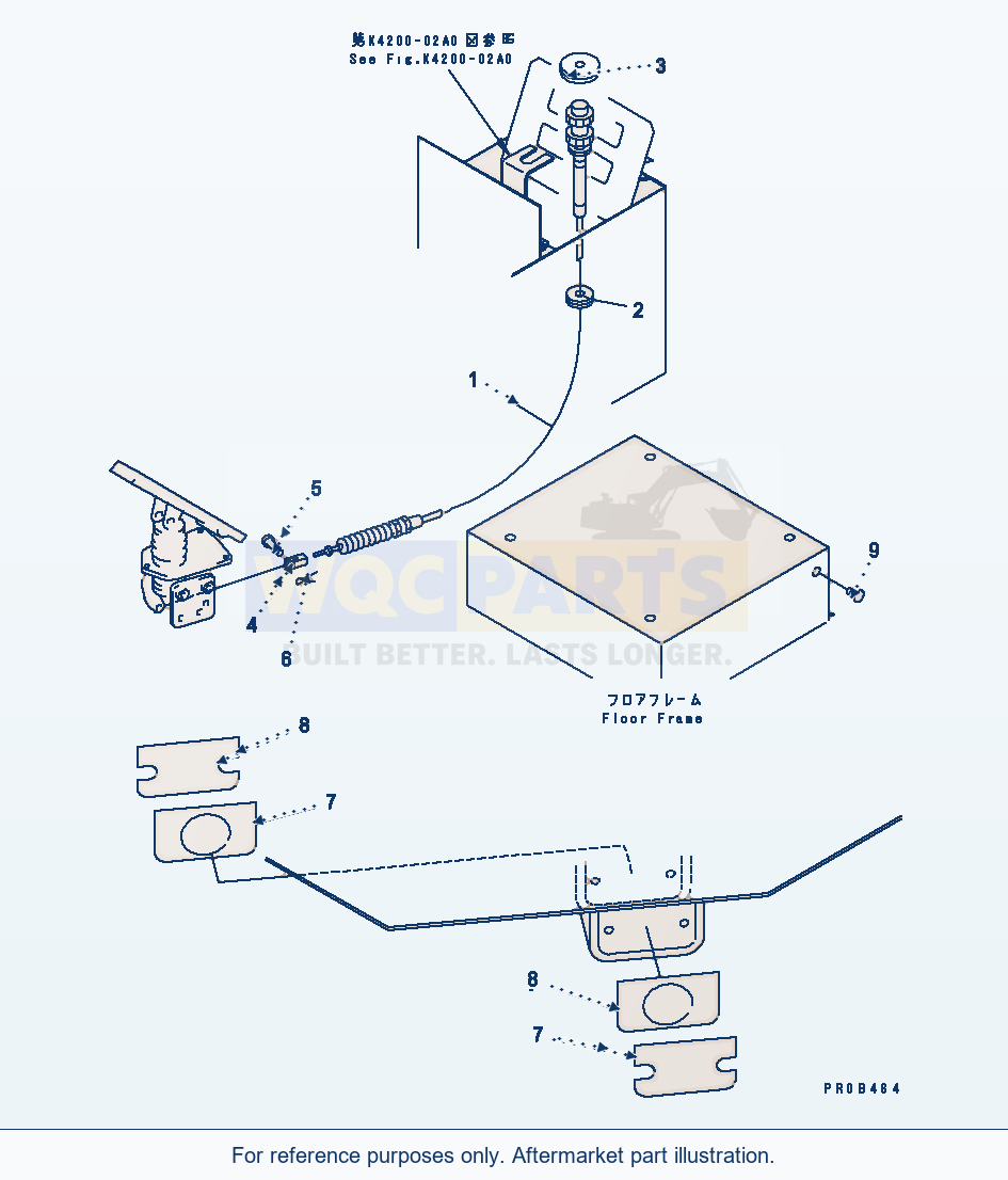 Komatsu WA320-3CS Floor (Throttle Cable) (With Air Conditioner) parts diagram