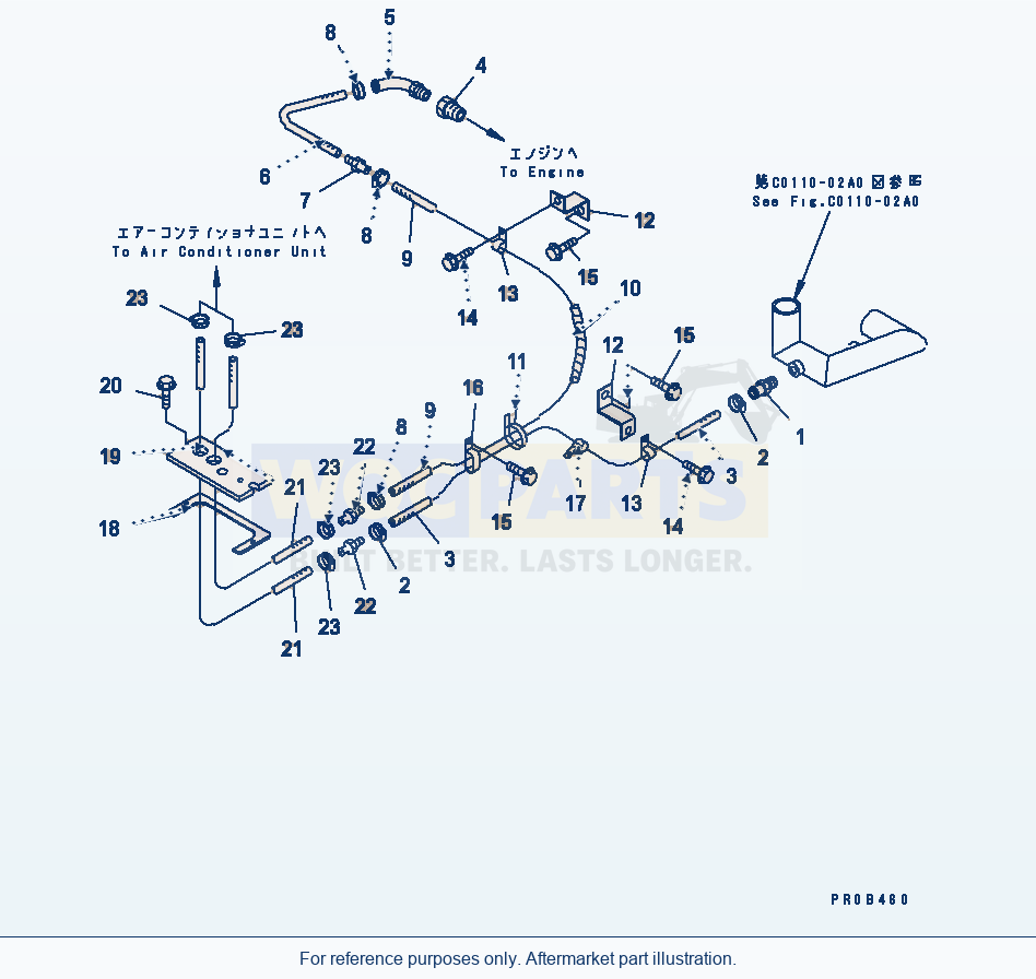 Komatsu WA320-3CS Heater Piping parts diagram