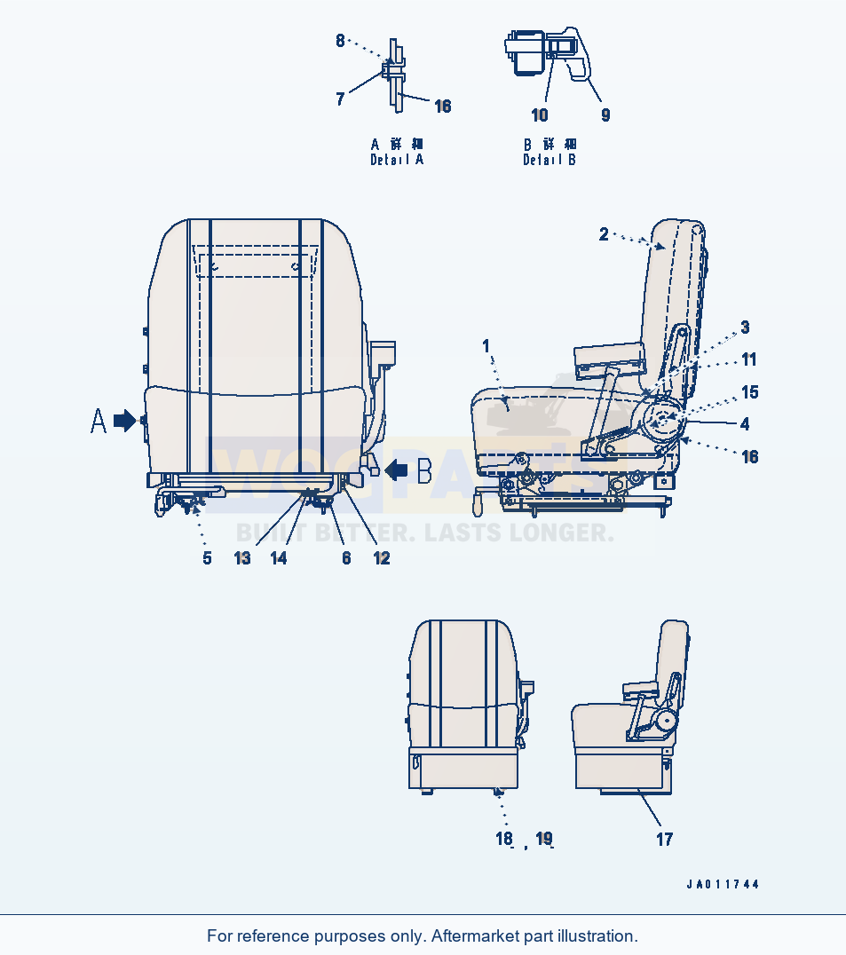 Komatsu WA320-3CS Operator'S Seat (Inner Parts)(#50292-) parts diagram