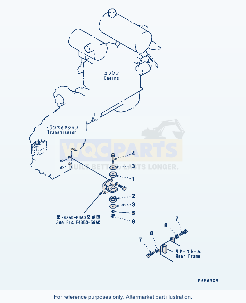 Komatsu WA320-3CS Transmission Mounting parts diagram