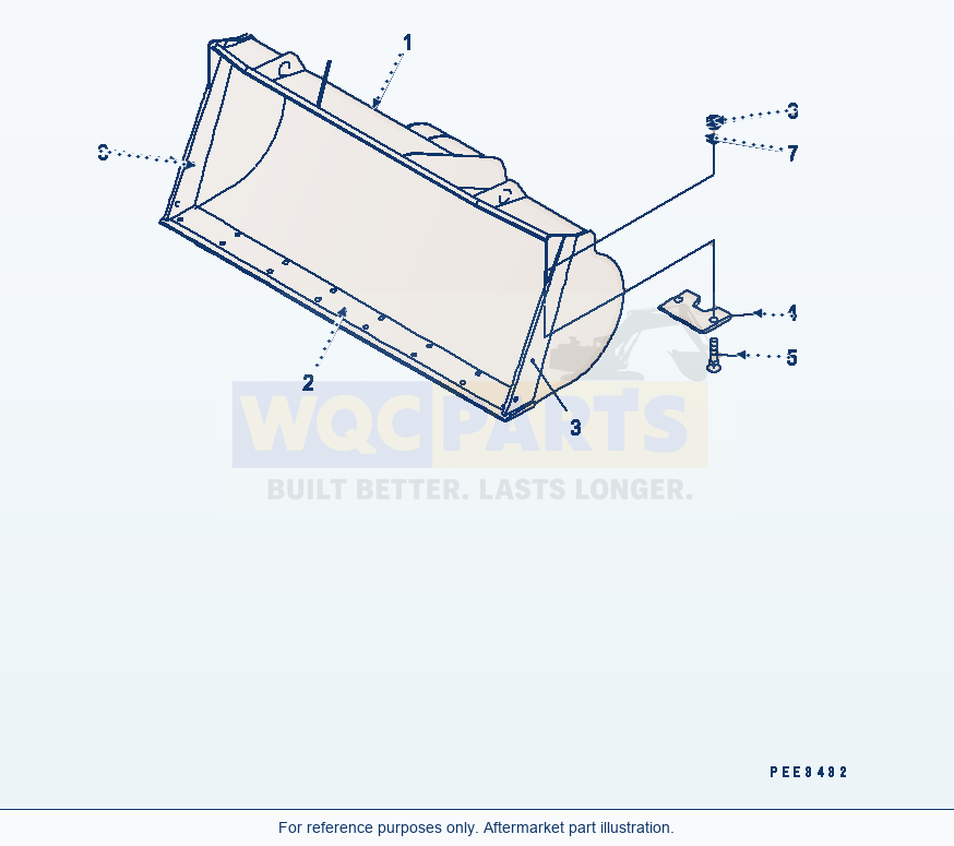 Komatsu WA320-3CS Bucket, 2.3m³ parts diagram