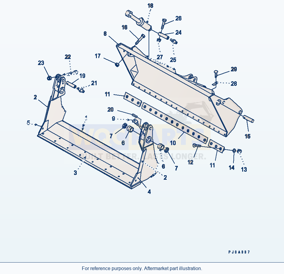 Komatsu WA320-3CS Multipurpose Bucket parts diagram