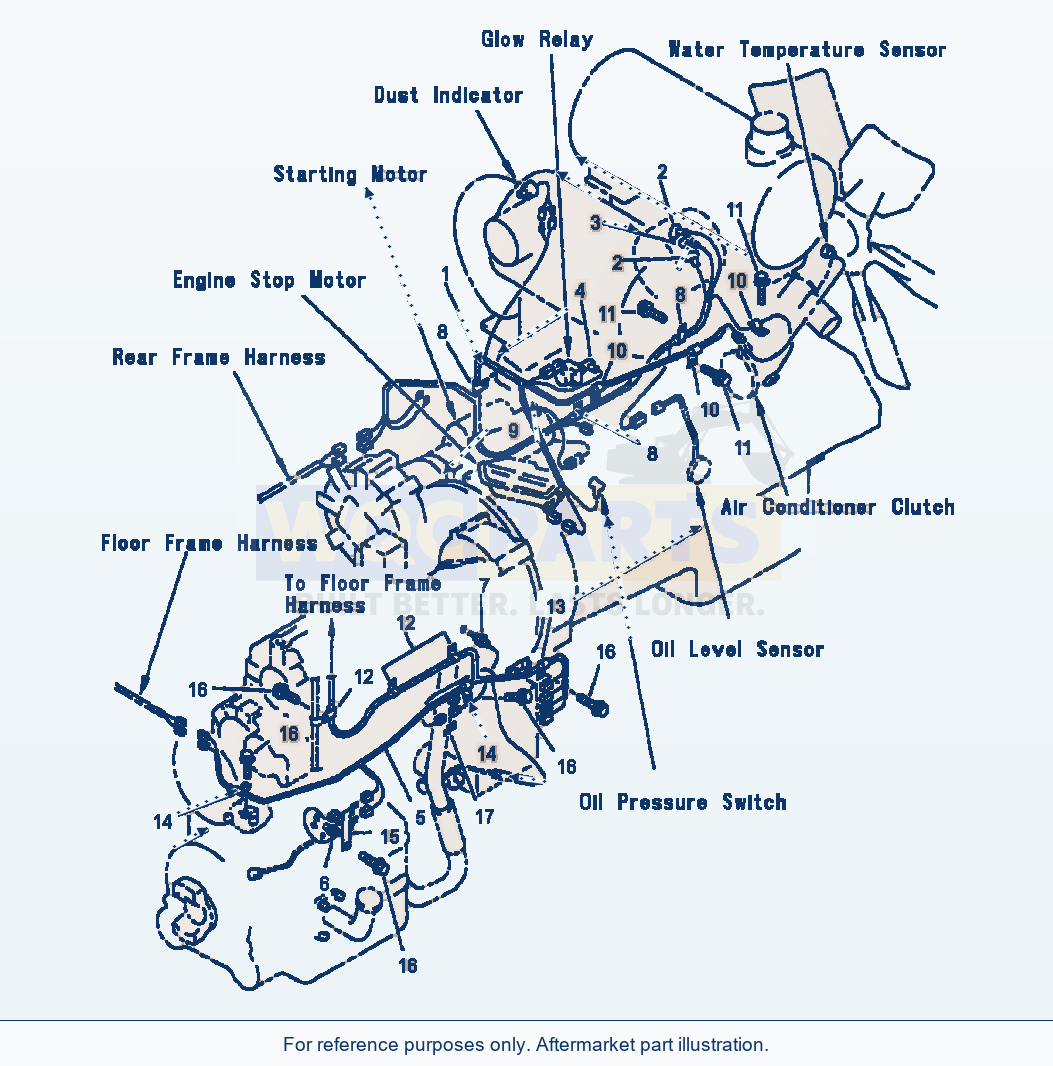Komatsu WA320-3L Engine And Transmission Harness parts diagram