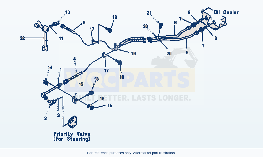 Komatsu WA320-3L Hydraulic Piping - Steering Oil Cooler Line parts diagram