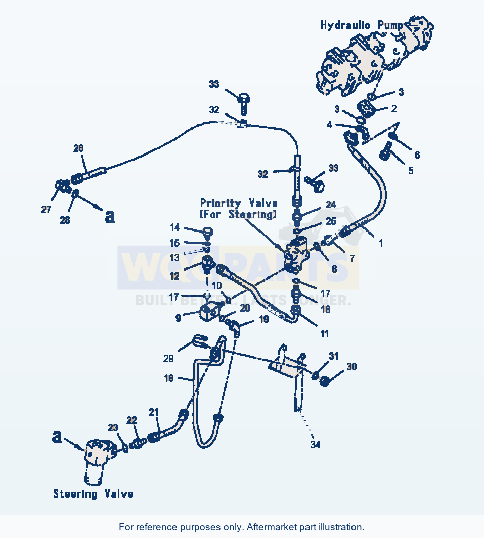 Komatsu WA320-3L Hydraulic Piping - Steering Pump Line parts diagram