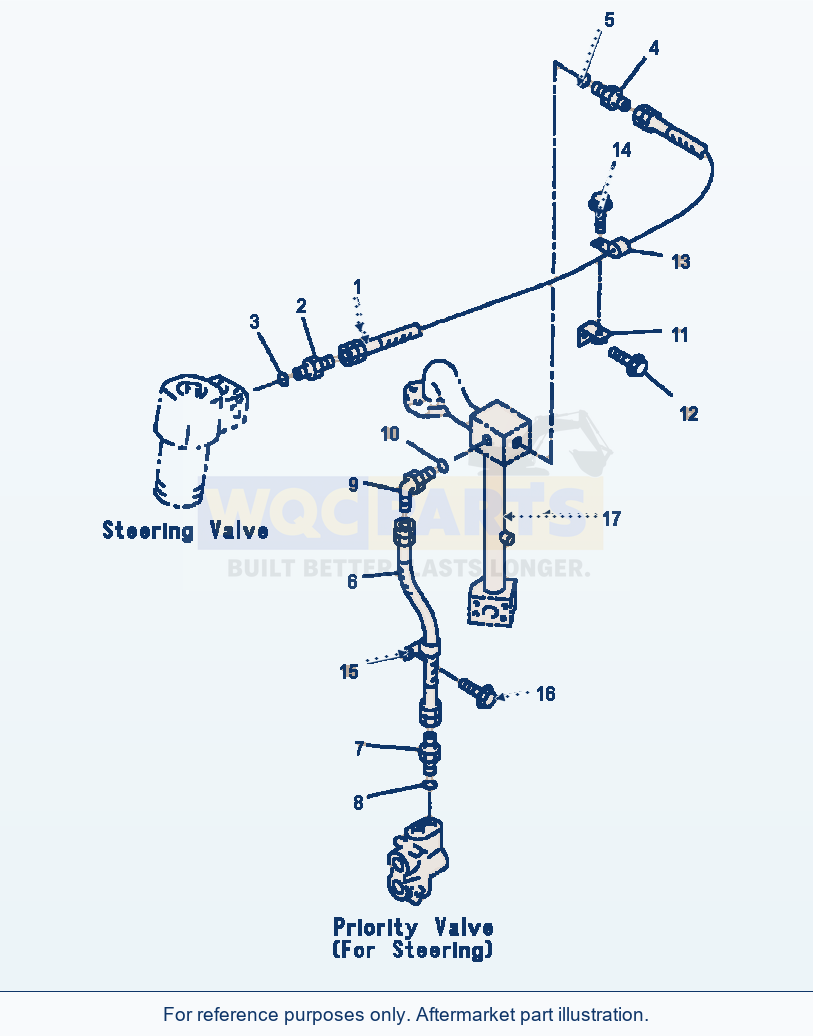 Komatsu WA320-3L Hydraulic Piping - Steering Valve Drain Line parts diagram