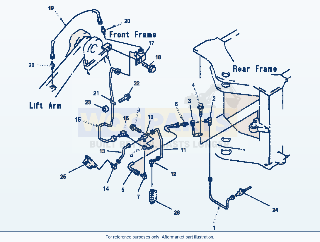 Komatsu WA320-3L Grease System - Auto - Front Frame Center Line parts diagram