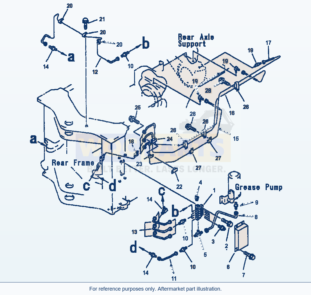 Komatsu WA320-3L Grease System - Auto - Rear Frame Line parts diagram